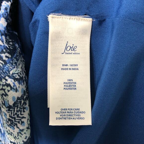 Joie NWT Wms Large Parisian Paisley Blue Printed Midi Dress Tiered Flowy - Picture 10 of 13